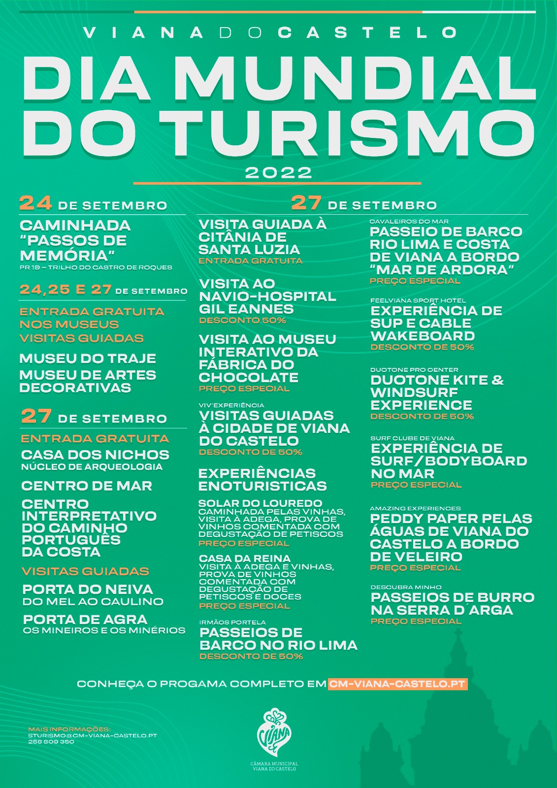 Viana do Castelo assinala Dia Mundial do Turismo com diversas iniciativas e entradas gratuitas